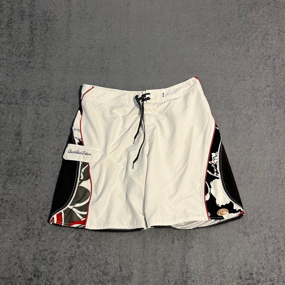 Vintage Quiksilver Edition Mens Board Shorts Floral Swim Trunks Size 36
